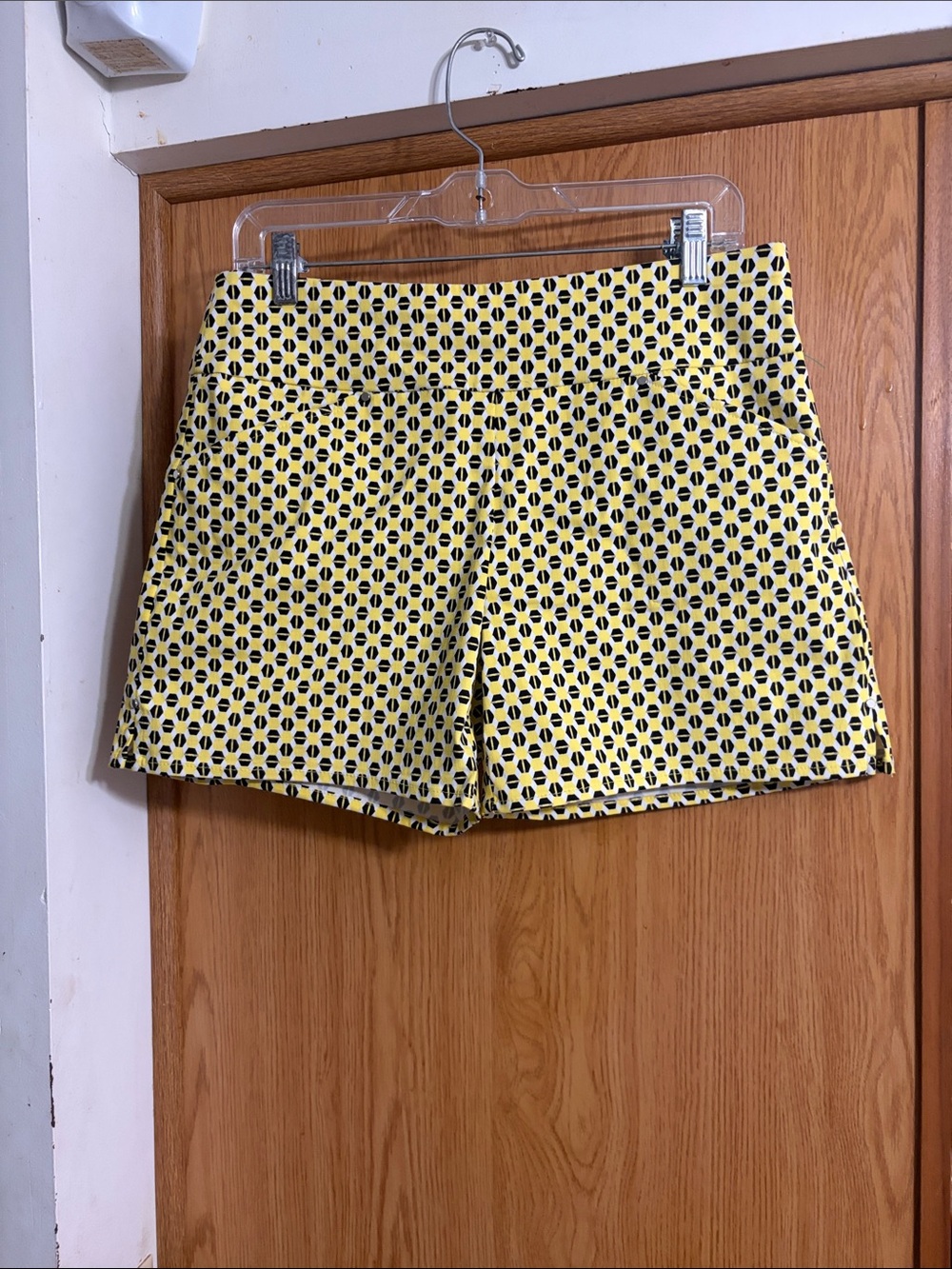 INC International Concepts Yellow and Black Geometric Print Bermuda Shorts